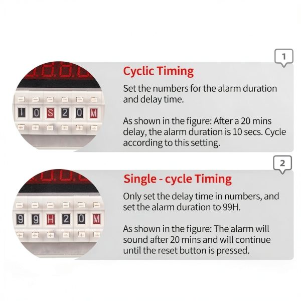 Kbaoele Industrial Timer Alarm Reset Button Volume Control-4